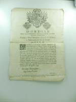 D'ordine dell'illustrissimo Signor conte Alfieri di San Martino vicario e sovr'intendente generale di politica e pulizia della citta' di Torino per S. S. R. M. Si notifica a chiunque volesse attendere all'impresa di provvedere i macelli..