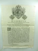 D'ordine dell'illustrissimo Signor Conte Alfieri di San Martino vicario e sovr'intendente generale di politica... si notifica a chiunque volesse attendere all'impresa di provvedere i macelli di questa metropoli..
