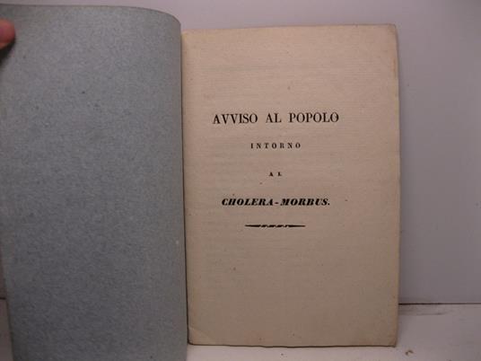 Avviso al popolo intorno al cholera-morbus - copertina