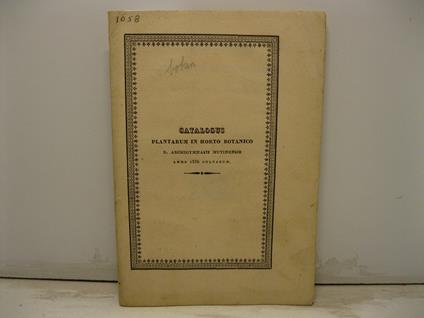 Catalogus plantarum in horto botanico R. Archigymnasii Mutinensis. Anno 1836 cultarum - copertina