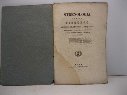 Strenologia ovvero discorso storico-filologico-antiquario sull'origine, antichita' ed uso delle antiche strene paragonate cone le mancie moderne - copertina