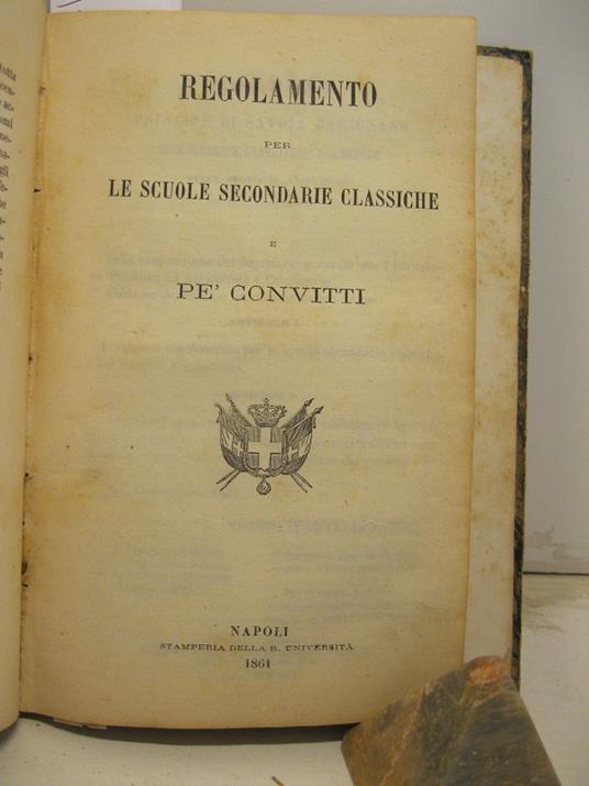 Regolamento per le scuole secondarie classiche e pe' convitti - copertina