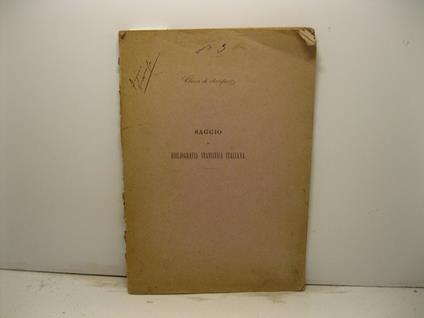 Saggio di bibliografia statistica italiana - copertina