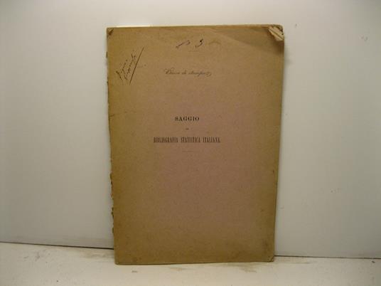 Saggio di bibliografia statistica italiana - copertina