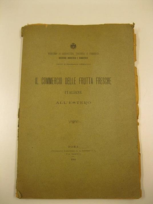 Il commercio delle frutta fresche italiane all'estero - copertina