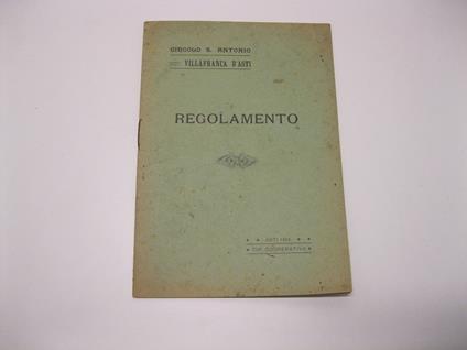 CIRCOLO S. ANTONIO. VILLAFRANCA D'ASTI Regolamento - copertina