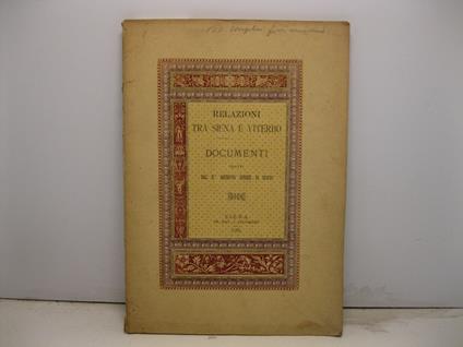 Relazioni tra Siena e Viterbo. Documenti tratti dal R. Archivio senese di stato - copertina