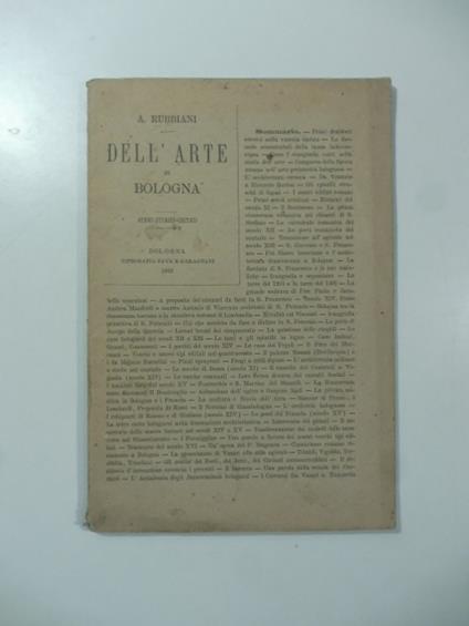 Dell'arte in Bologna. Cenno storico-critico - copertina