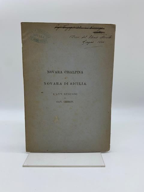 Novara cisalpina e Novara di Sicilia. L'avv. Rusconi al Cav. Ghiron - copertina