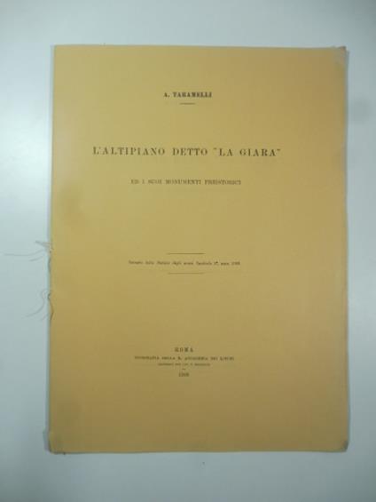 L' altopiano detto La Giara ed i suoi monumenti preistorici - copertina