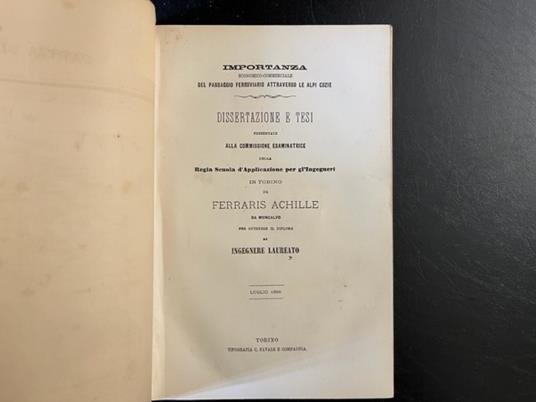 Importanza economico-commerciale del passaggio ferroviario attraverso le Alpi Cozie. Dissertazione e tesi - copertina