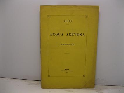 Acqua acetosa - Memorie - copertina