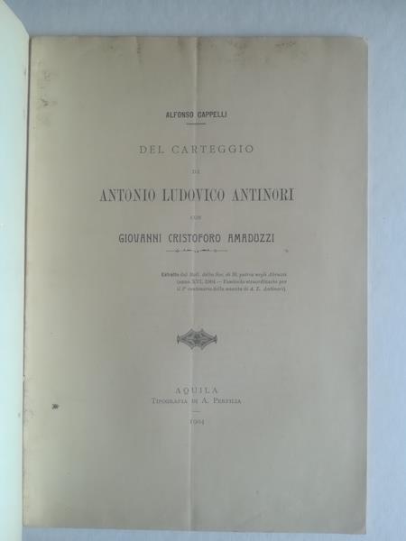 Del carteggio inedito tra Ludovico Antonio Antinori e Giovanni Cristoforo Amaduzzi - copertina