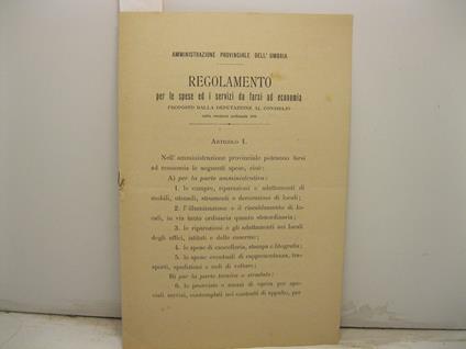 Regolamento per le spese ed i servizi da farsi ad economia - Proposto dalla deputazione al consiglio, nella sessione ordinaria 1891 - copertina