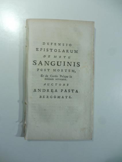 Defensio epistolarum de motu sanguinis post mortem - copertina