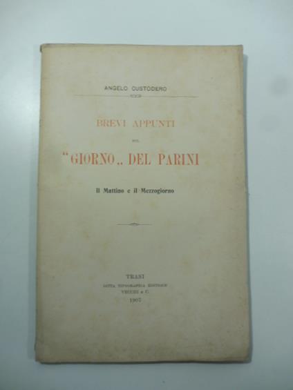 Brevi appunti sul Giorno del Parini. Il Mattino e il Mezzogiorno - copertina