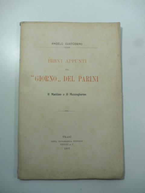 Brevi appunti sul Giorno del Parini. Il Mattino e il Mezzogiorno - copertina