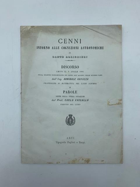 Cenni intorno alle cognizioni astronomiche di Dante Alighieri
