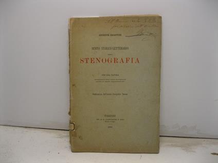 Sunto storico-letterario della stenografia con una tavola - copertina