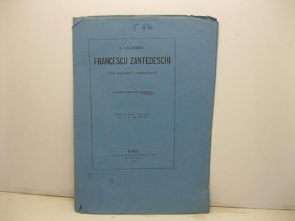 Il cavaliere Francesco Zantedeschi. Cenni biografici e considerazioni. Estratto dal giornale 'Il Buonarroti', serie II, vol. VII, aprile 1872 - copertina