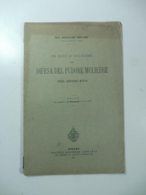 Un caso di uccisione per difesa del pudore muliebre - copertina