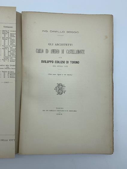 Gli architetti Carlo ed Amedeo di Castellamonte e lo sviluppo edilizio di Torino nel secolo XVII - copertina