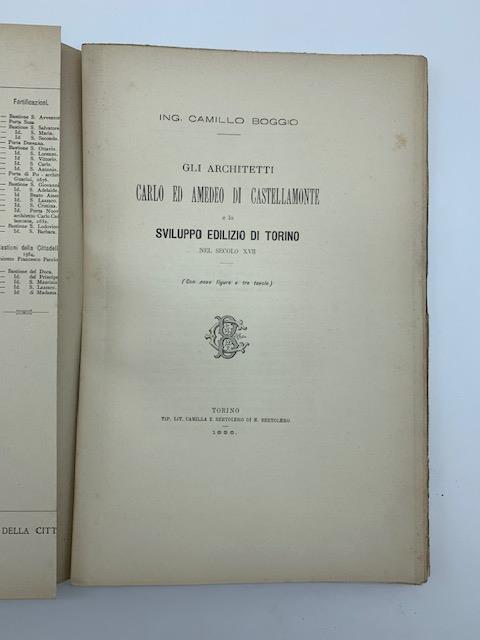 Gli architetti Carlo ed Amedeo di Castellamonte e lo sviluppo edilizio di Torino nel secolo XVII - copertina
