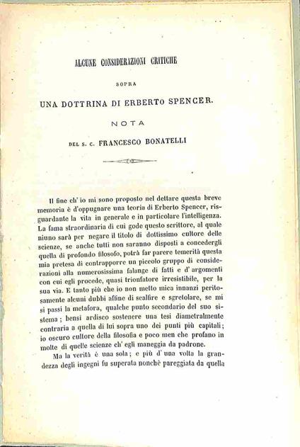 Alcune considerazioni critiche sopra una dottrina di Erberto Spencer - copertina