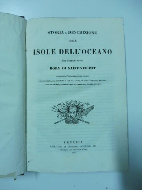 Storia e descrizione delle isole dell'oceano - copertina