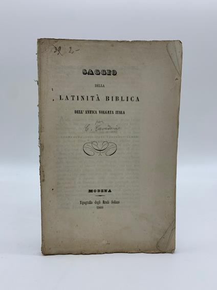 Saggio della latinita' biblica dell'antica volgata itala - copertina