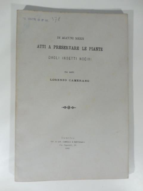 Di alcuni mezzi atti a preservare le piante dagli insetti nocivi