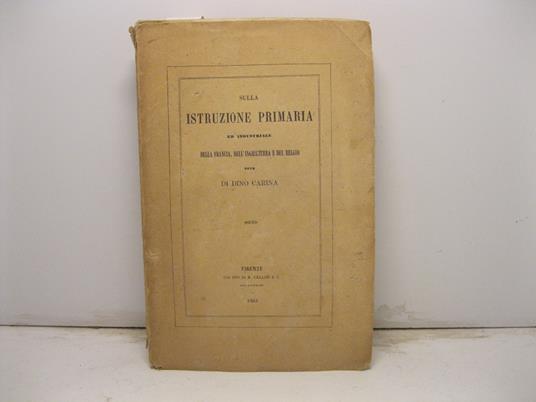 Sulla Istruzione Primaria ed Industriale della Francia, dell' Inghilterra e del Belgio - copertina