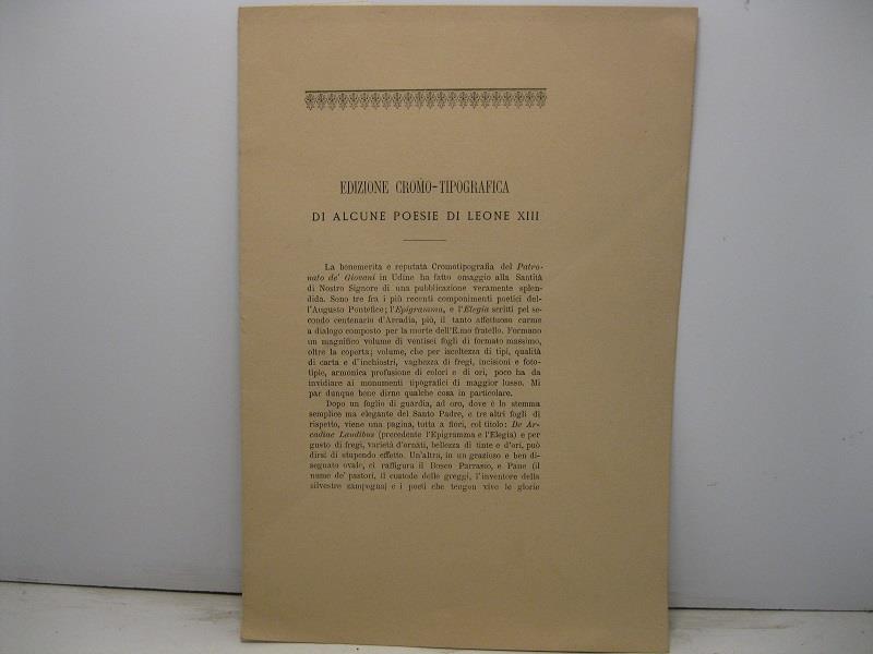 Edizione cromo-tipografica di alcune poesie di Leone XIII