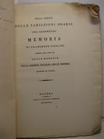 Sulla legge delle variazioni orarie del barometro. Memoria inserita nel tomo XX delle memorie della Societa' Italiana delle Sciemze residente in Modena