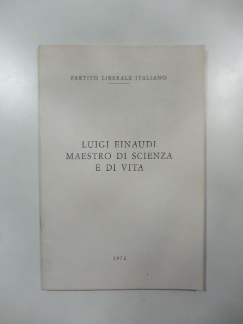 Luigi Einaudi maestro di scienza e di vita - copertina