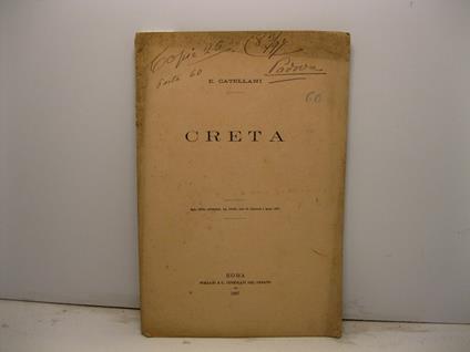 Creta. Dalla Nuova Antologia, vol. LXVIII, serie IV (fascicolo 1o marzo 1897) - copertina