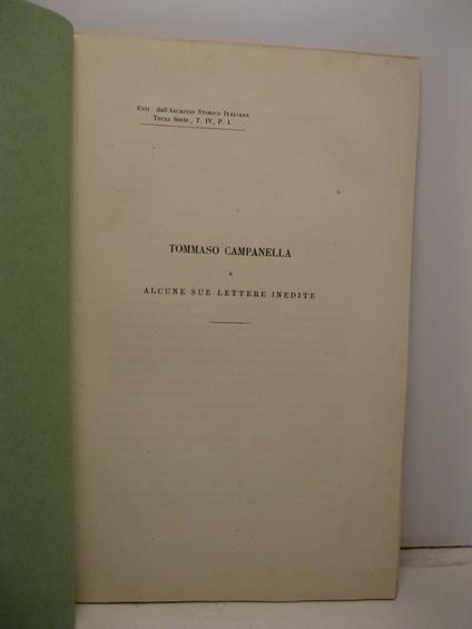 Tommaso Campanella e alcune sue lettere inedite - copertina