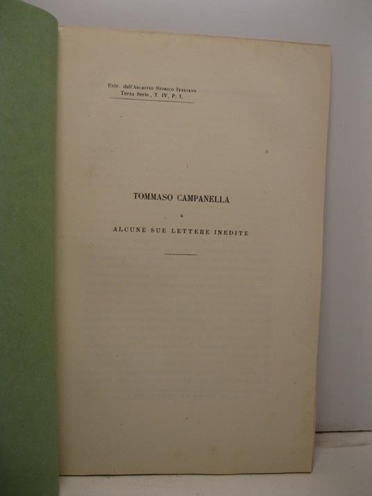 Tommaso Campanella e alcune sue lettere inedite - copertina