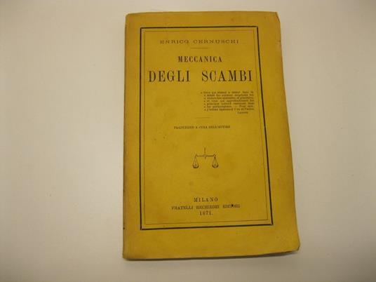 Meccanica degli scambi. Traduzione a cura dell'autore - copertina