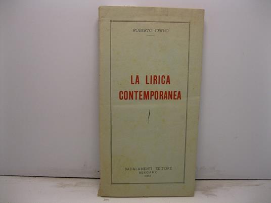 La lirica contemporanea - copertina