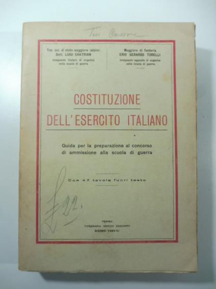 Costituzione dell'esercito italiano. Guida per la preparazione al concorso di ammissione alla scuola di guerra - copertina