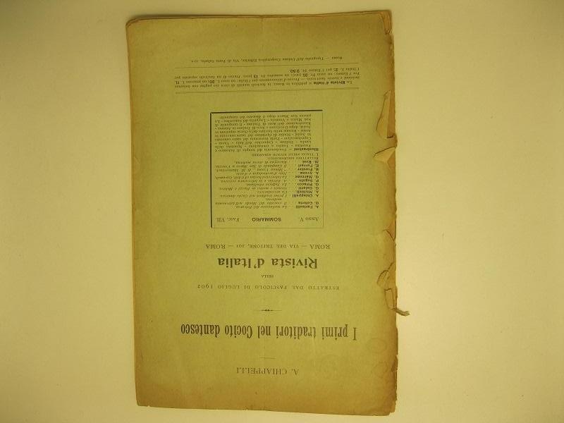 I primi traditori nel Cocito dantesco Estratto dal fascicolo di Luglio 1902 della Rivista d'Italia