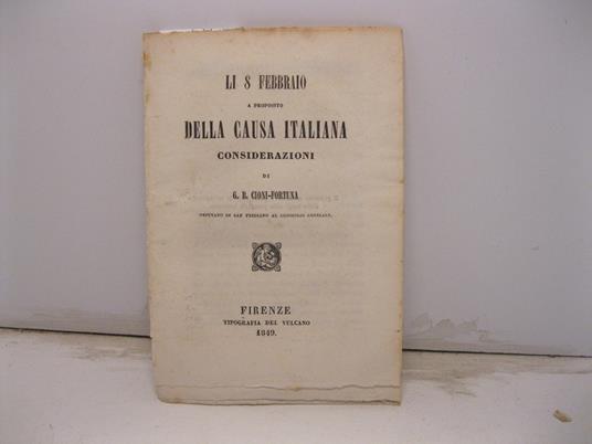 Li 8 febbraio a proposito della causa italiana. Considerazioni - copertina