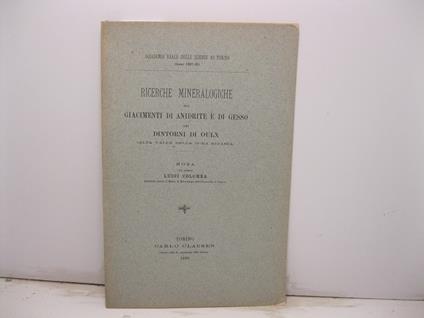 Ricerche mineralogiche sui giacimenti di anidrite e di gesso dei dintorni di Oulx (Alta Valle della Dora Riparia) - copertina