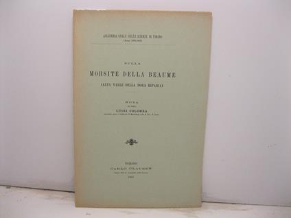 Sulla mohsite della Beaume (Alta Valle della Dora Riparia). Nota del Dottor Luigi Colomba - copertina