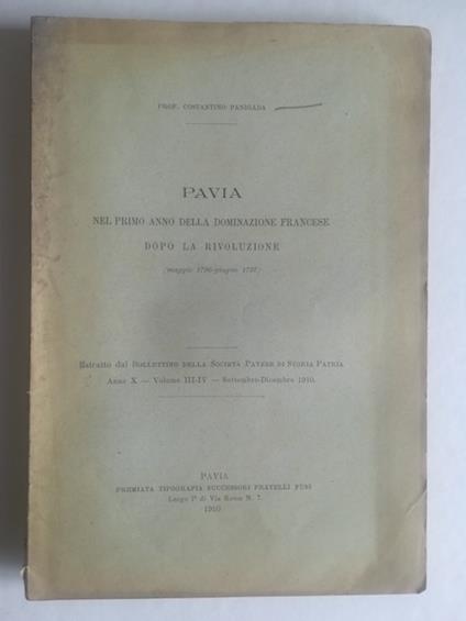Pavia nel primo anno della dominazione francese dopo la rivoluzione (maggio 1796-giugno 1797) - copertina