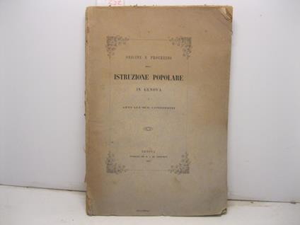 Origine e progresso della istruzione popolare in Genova e sue attuali condizioni - copertina