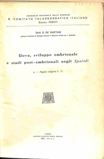 R. Comitato talassografico italiano (Miscellanea di articoli) - copertina