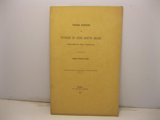 Copioso deposito di stoviglie ed altri oggetti arcaici rinvenuto nel Viminale - copertina