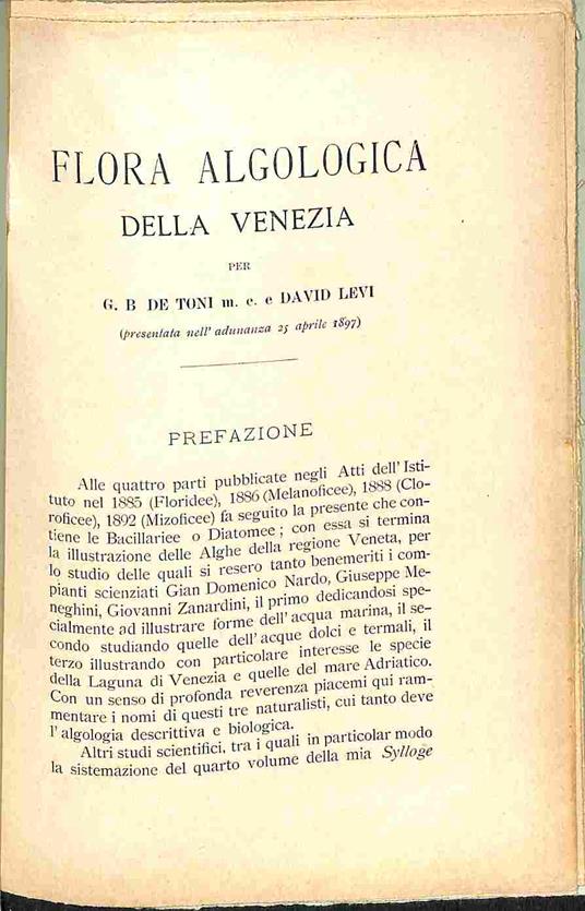 Flora algologica della Venezia - Diatomee - copertina
